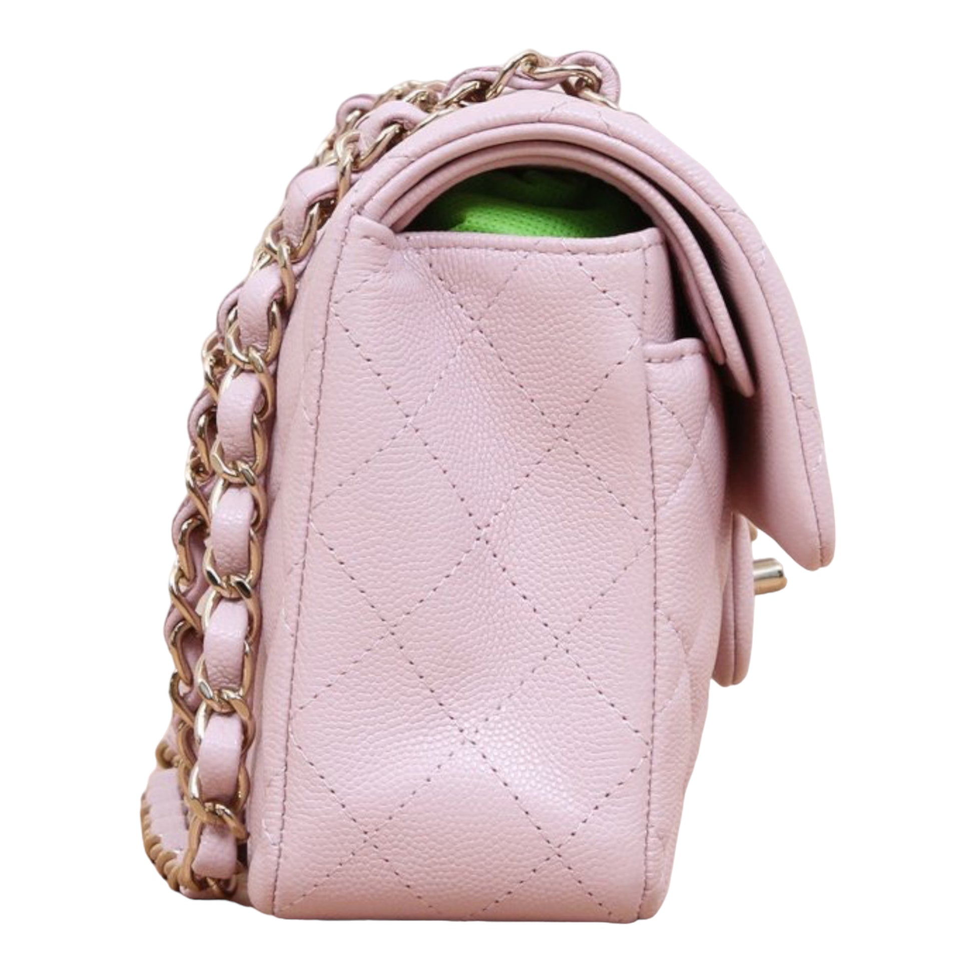 Authentic Chanel 21S Mini Flap Bag With Top Handle Pink Crumpled Lambskin  Gold Tone Hardware AS2477 B05514