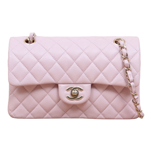 Chanel Classic Small S/M Flap Sakura Pink Caviar Gold Hardware 21S