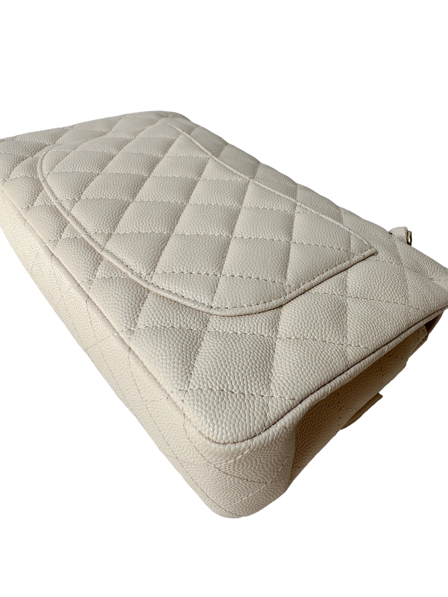 Chanel Classic Small Flap 20C Ivory Light Beige Quilted Caviar With Light Gold Hardware