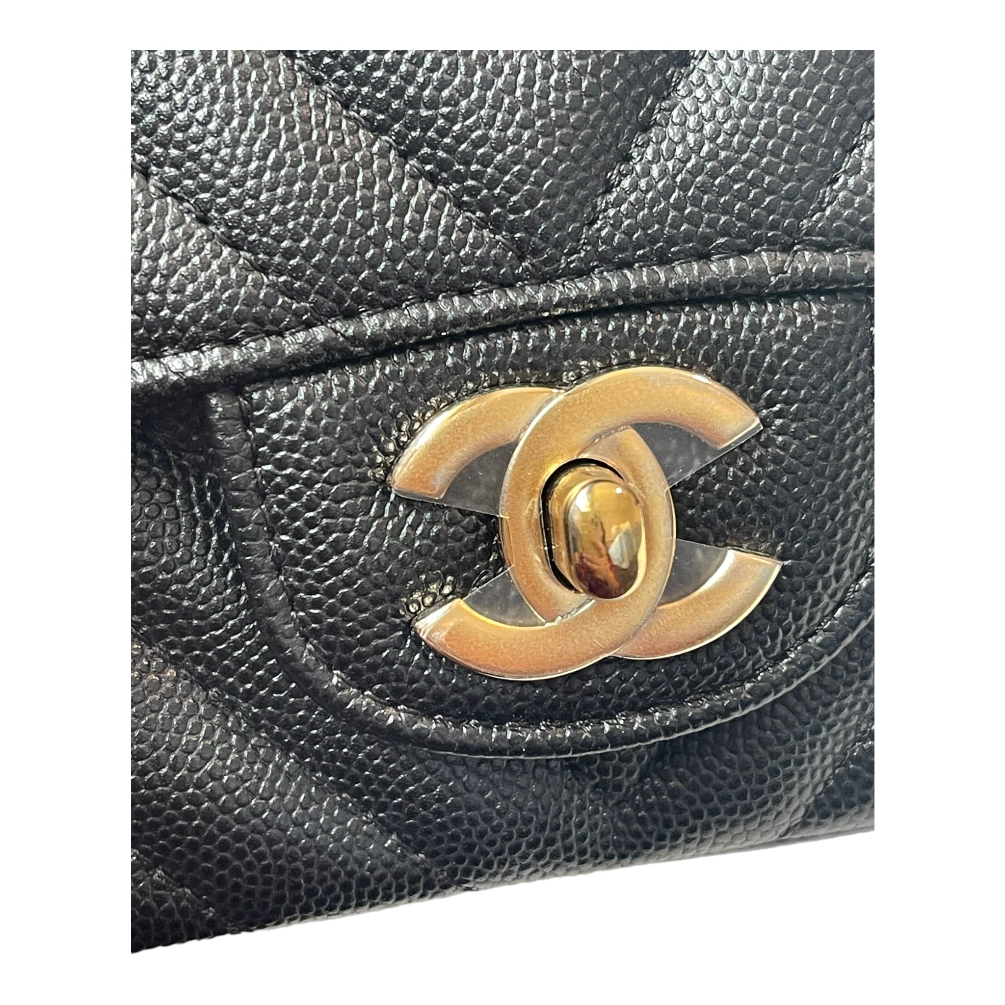 Chanel mini square hot sale chevron caviar