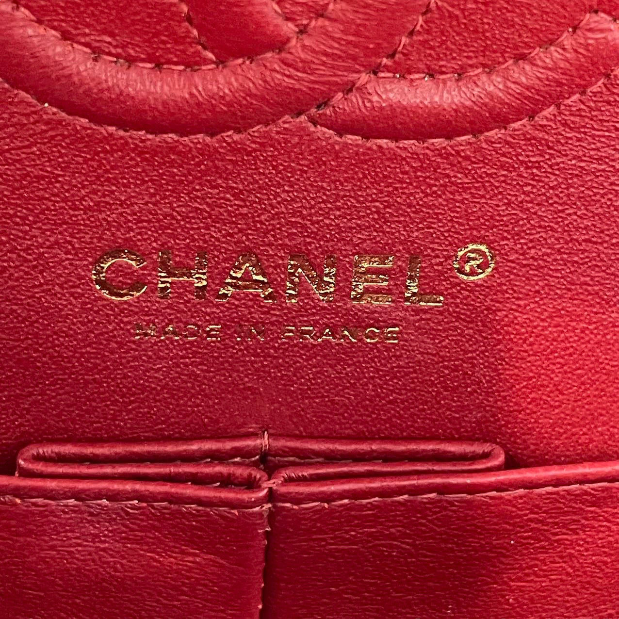 Chanel 19B Red Classic Quilted Small Double Flap