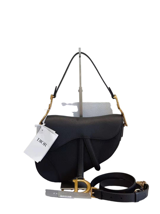 Dior Saddle  Black Medium Bag With Strap