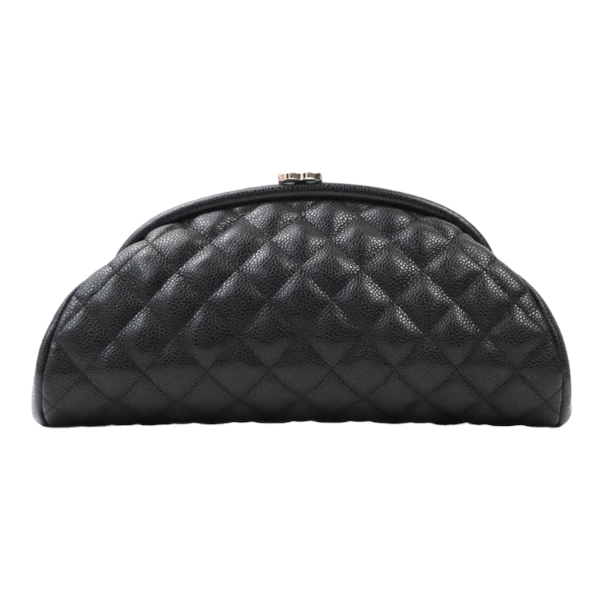Chanel Quilted Kisslock Clutch Black Caviar Silver Hardware – Jemeryluxury