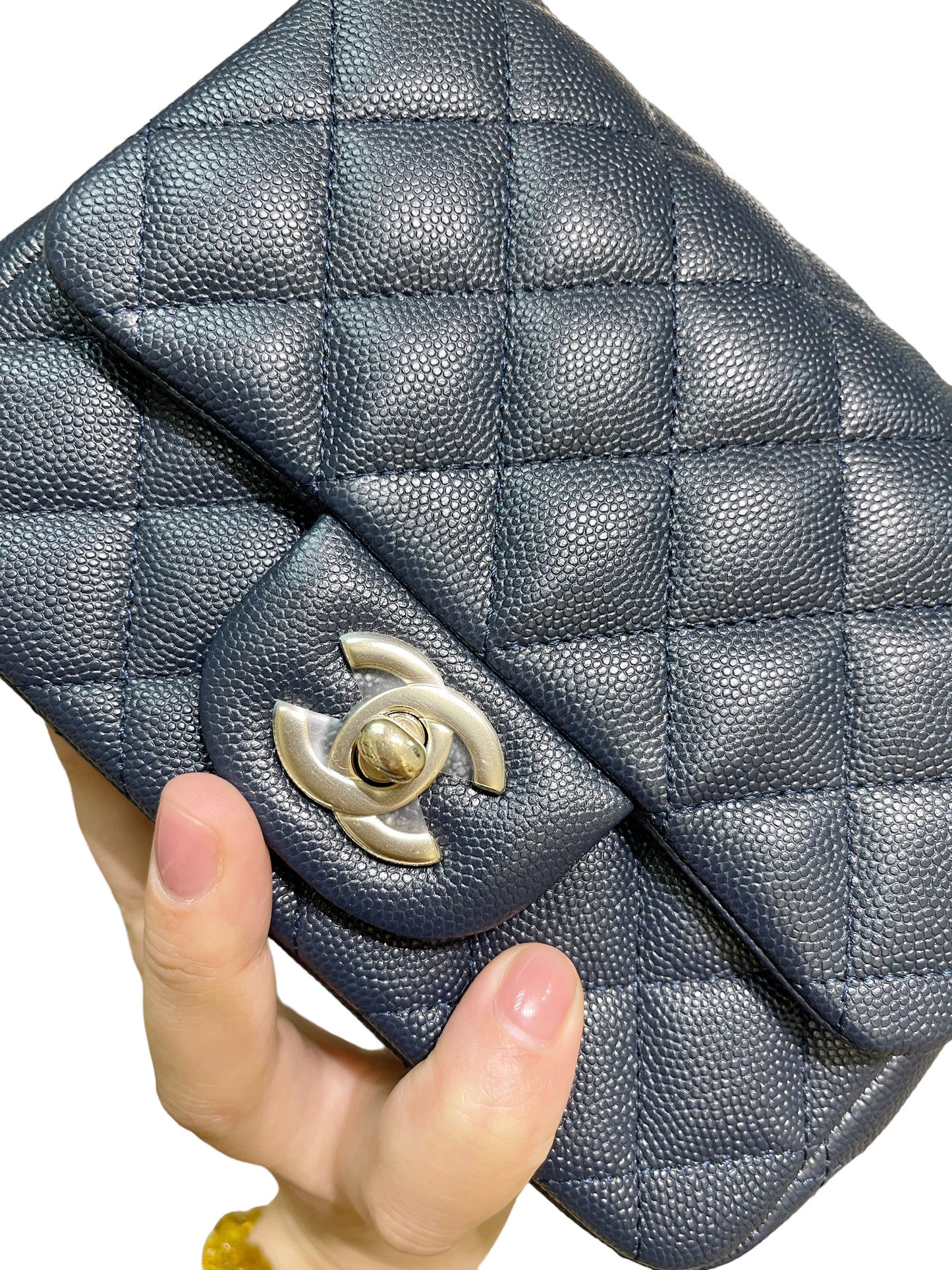 Chanel 18B Navy Blue Mini Square LGHW