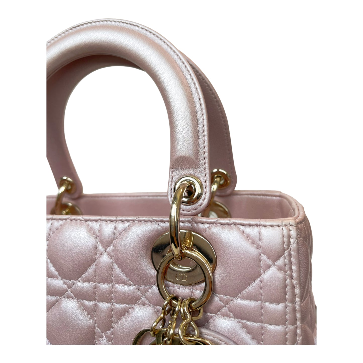 Christian Dior Medium Lady Dior Pink Lambskin Gold Hardware