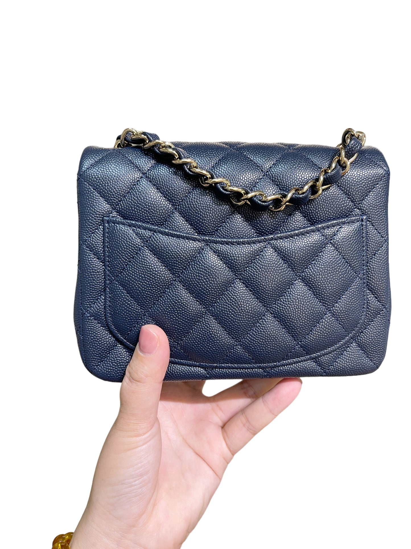 Chanel 18B Navy Blue Mini Square LGHW