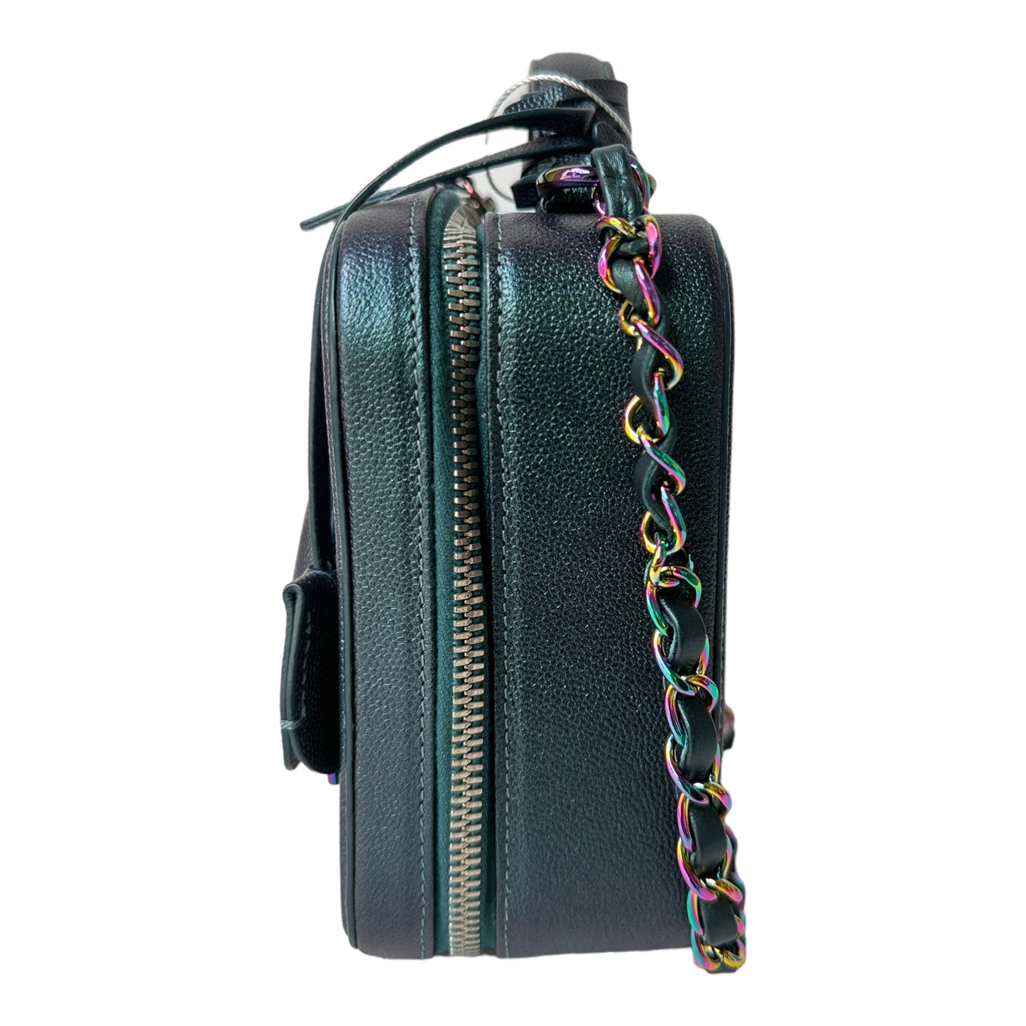 Medium CC Filigree Vanity Case in Dark Turquoise Caviar