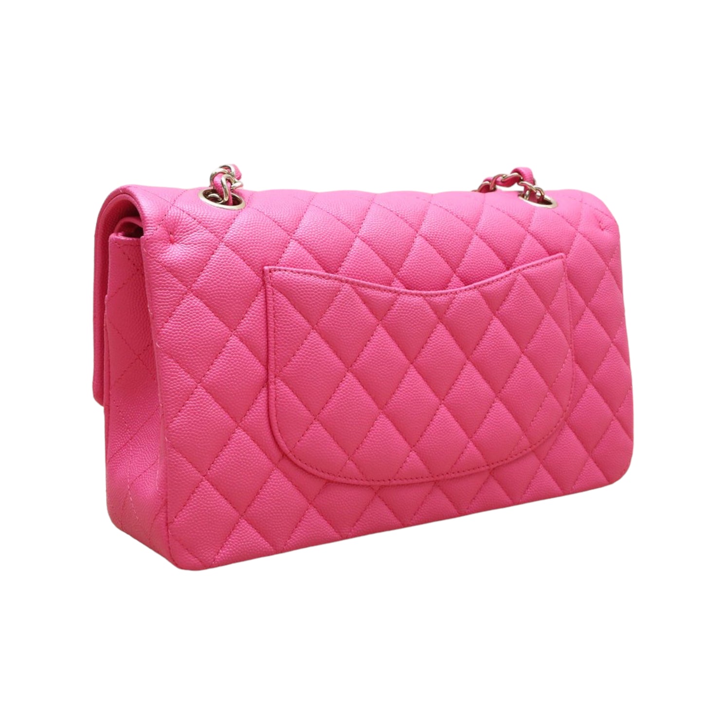 Chanel Classic Medium Double Flap 22P Hot Pink Caviar Leather with Gold Hardware