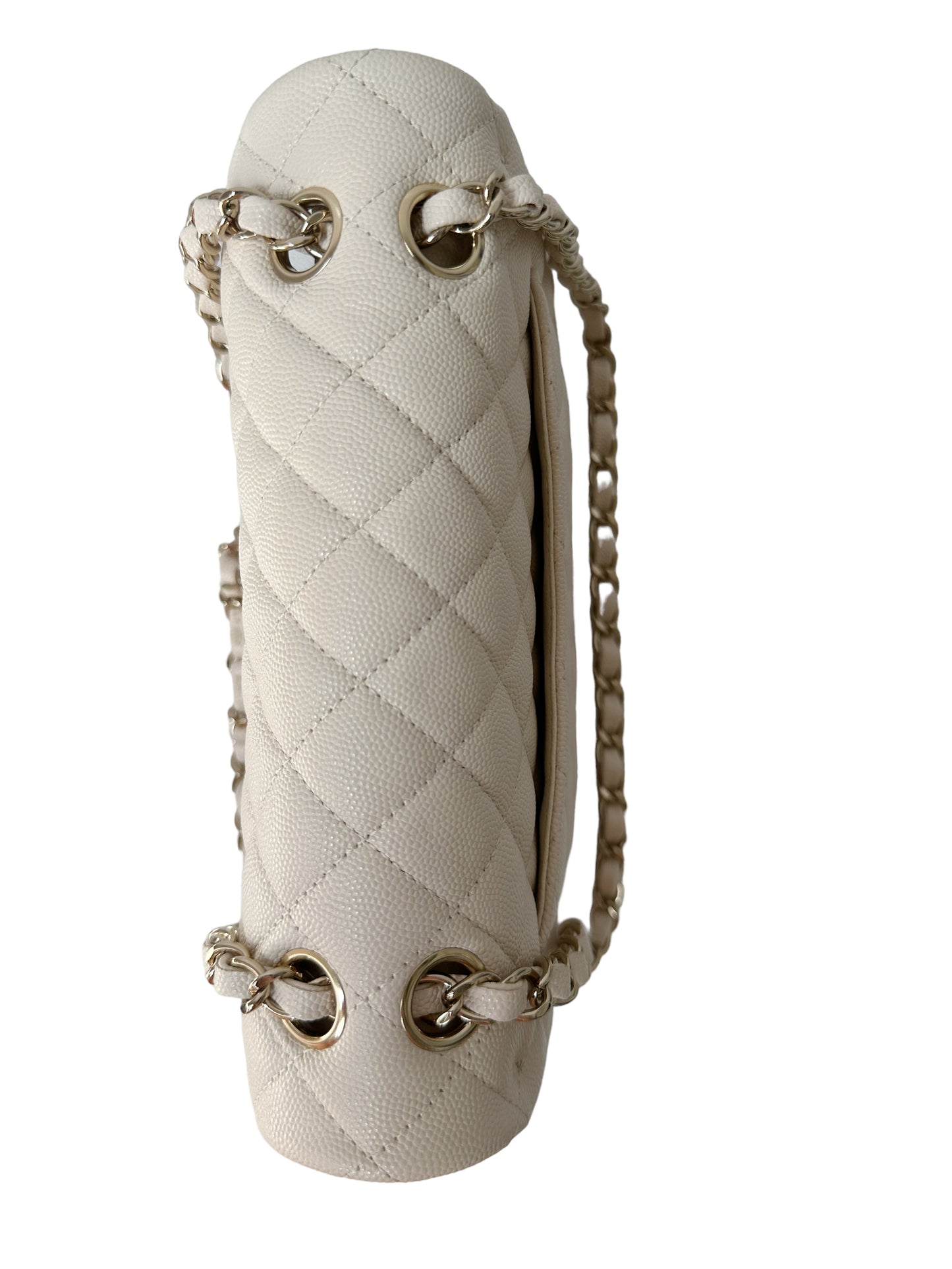 Chanel Classic Small Flap 20C Ivory Light Beige Quilted Caviar With Light Gold Hardware