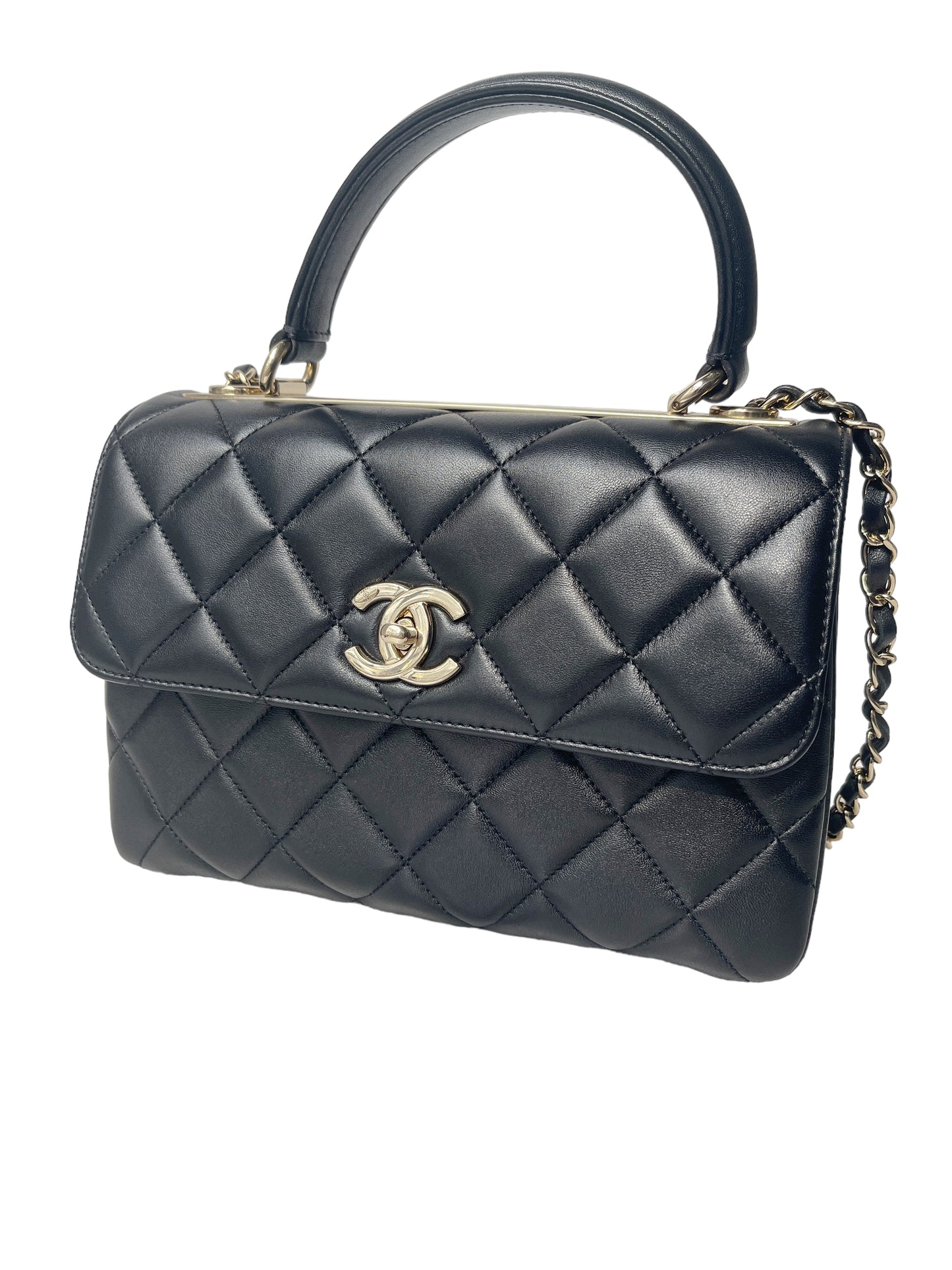 CHANEL, Bags, Chanel Trendy Cc Black Lamb Skin With Gold Hardware Small