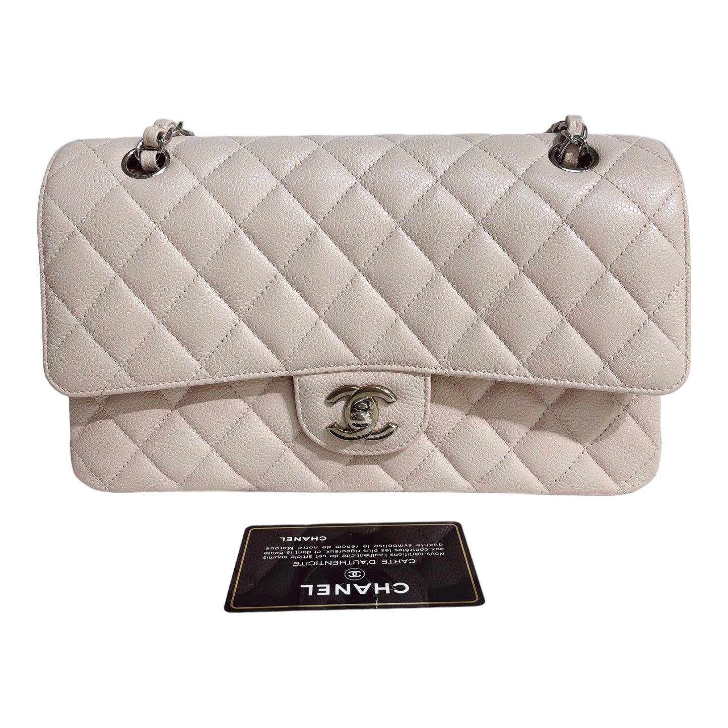 Chanel Classic M/L Medium Flap Quilted Light Pink Caviar Gold Hardware