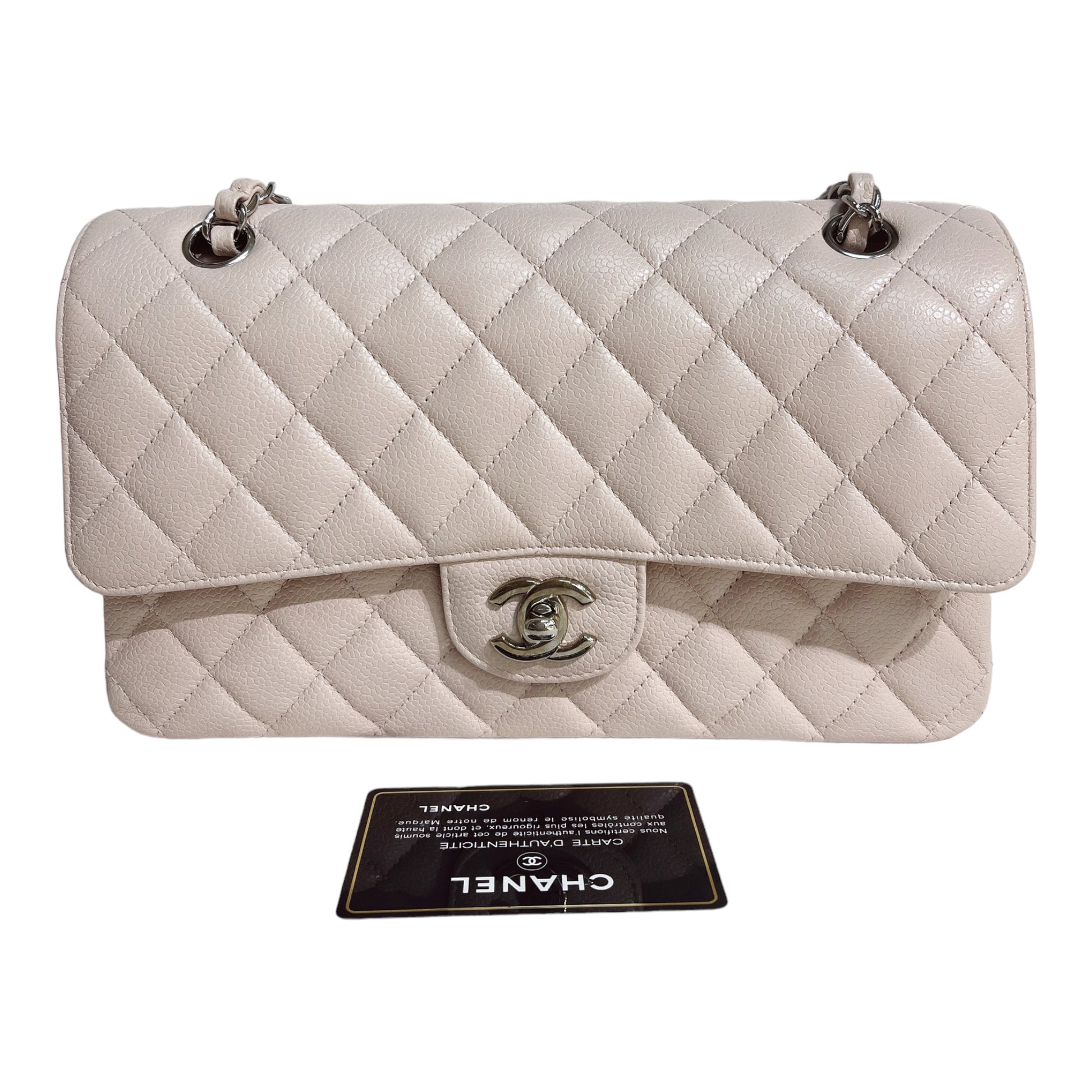 Chanel Classic M/L Medium Flap Quilted Light Pink Caviar Gold Hardware –  Jemeryluxury
