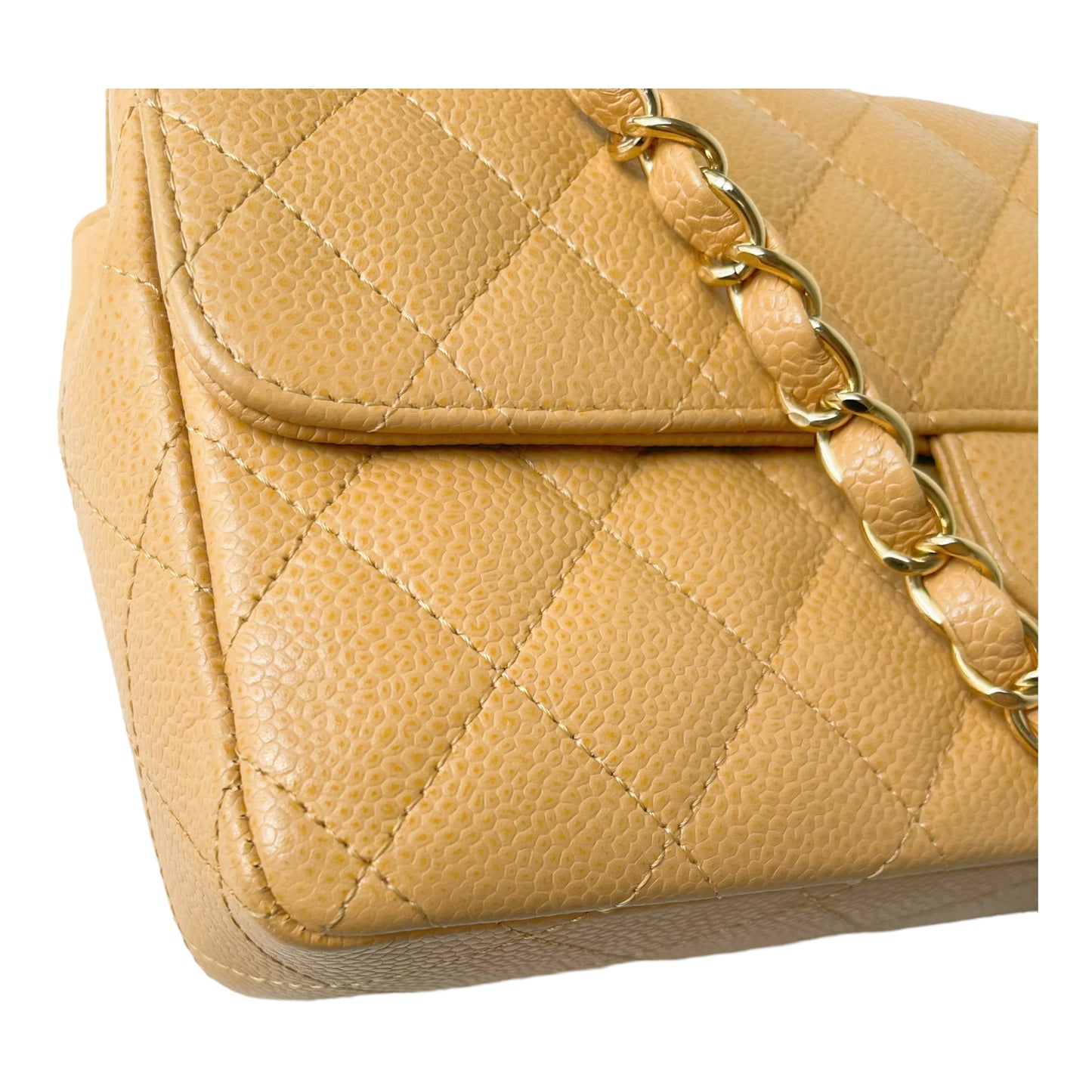 Chanel Quilted East West Flap Dark Beige Caviar Gold Hardware