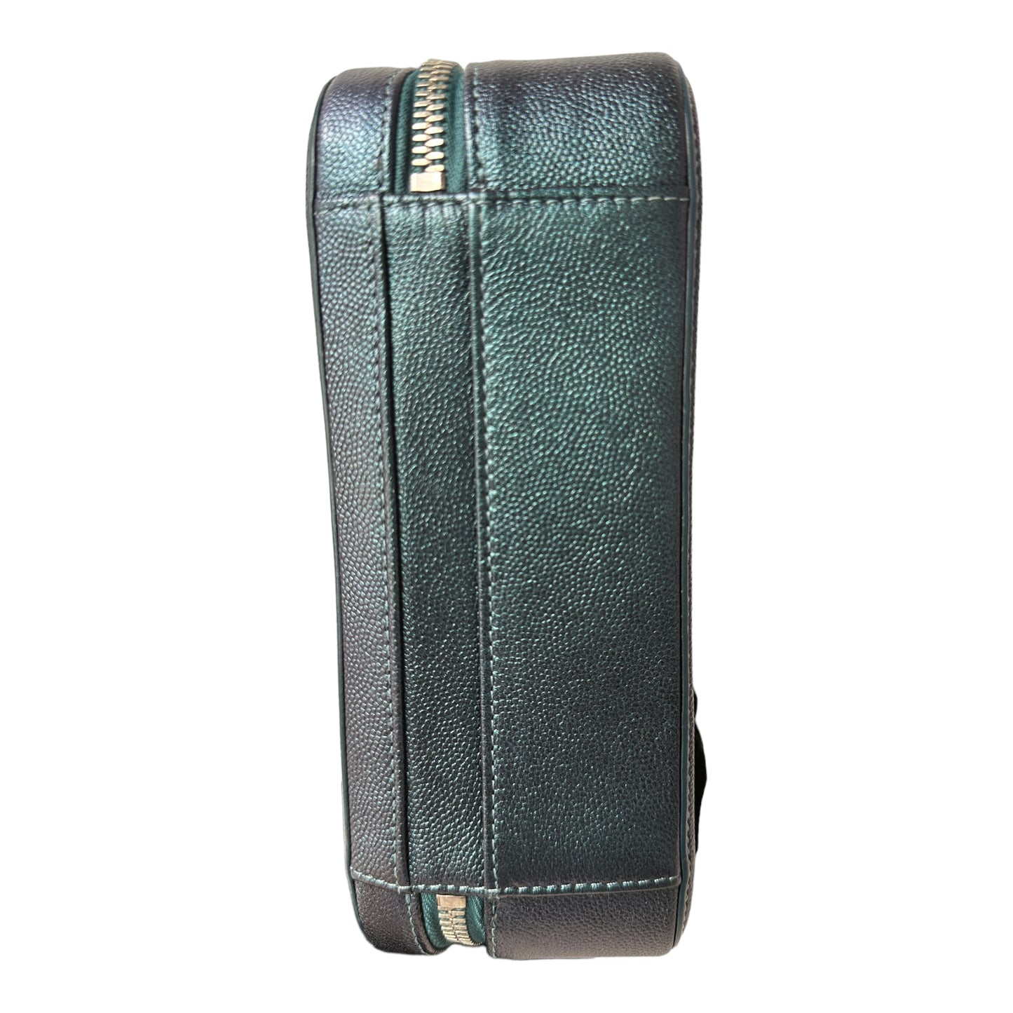 Medium CC Filigree Vanity Case in Dark Turquoise Caviar