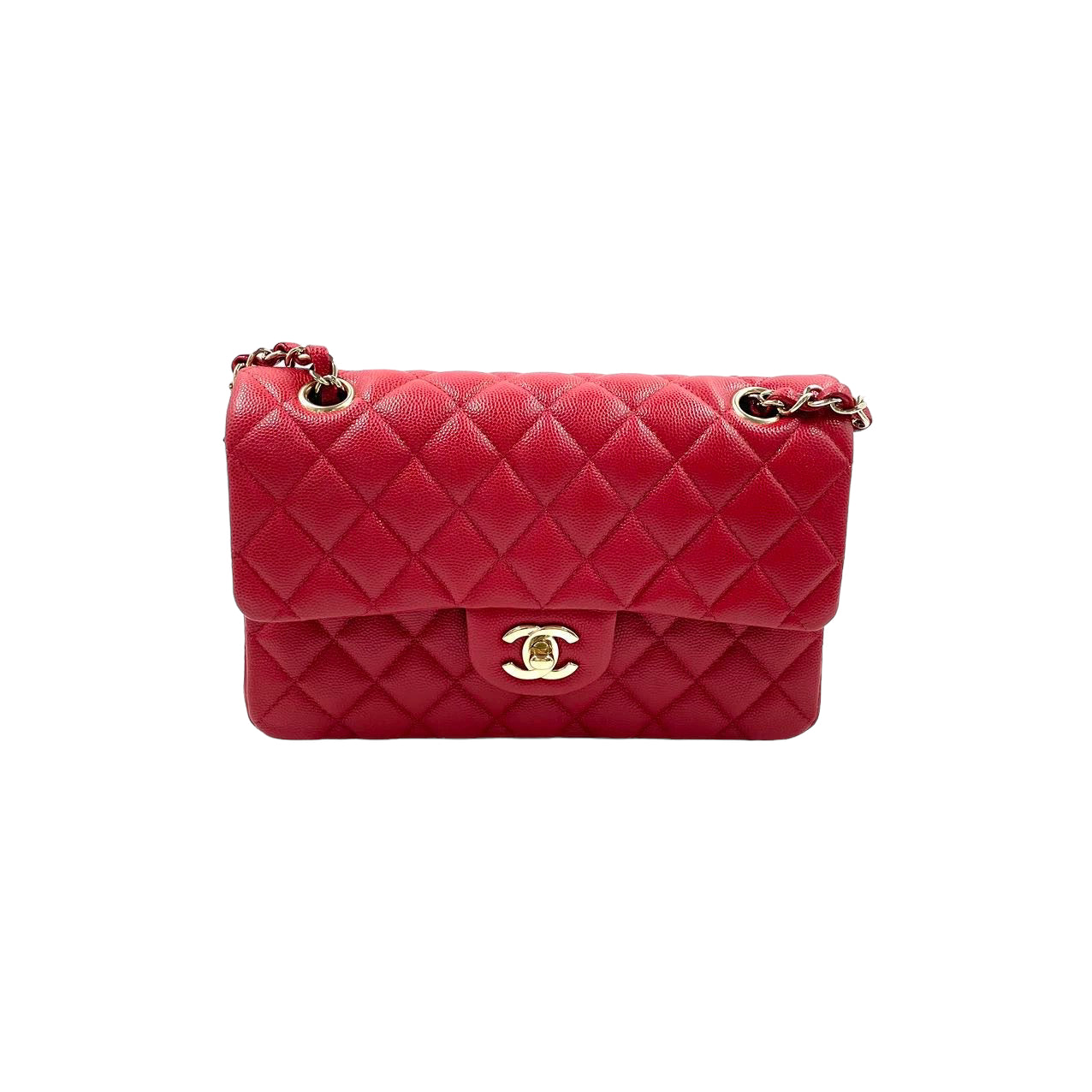 Chanel 19B Red Classic Quilted Small Double Flap