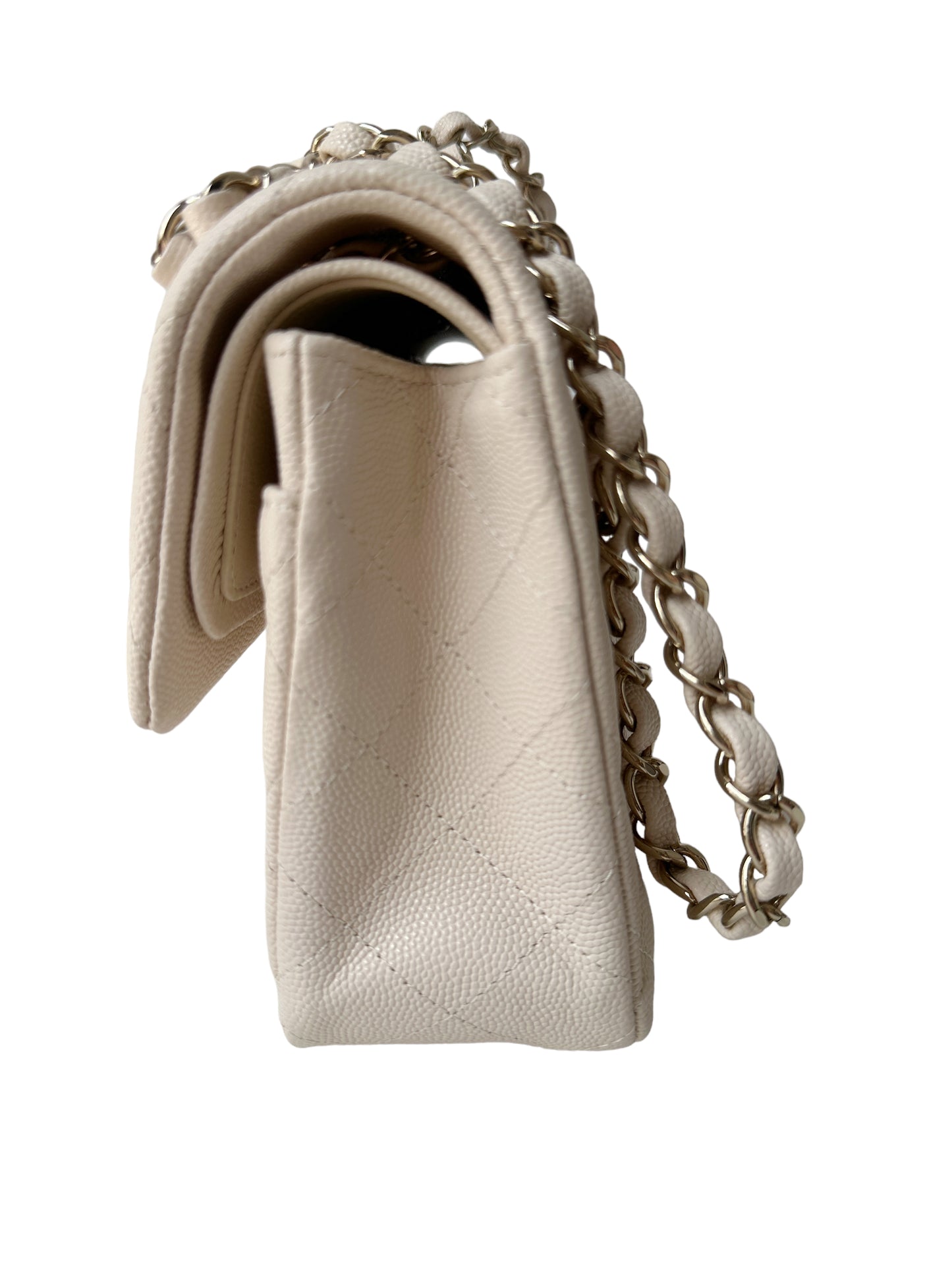 Chanel Classic Small Flap 20C Ivory Light Beige Quilted Caviar With Light Gold Hardware